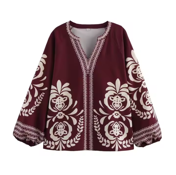 بلوزة صيفية لون برغندي