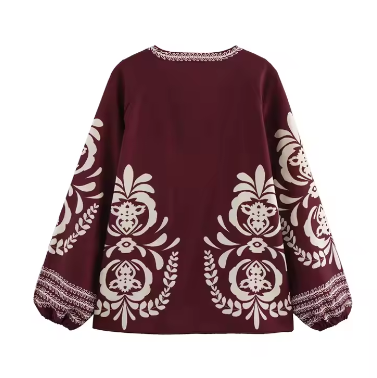 بلوزة صيفية لون برغندي