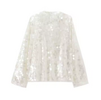 قطعة مميزة جاكيت بربطة ترتر أبيض