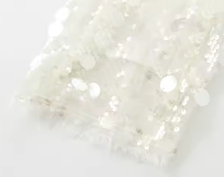 قطعة مميزة جاكيت بربطة ترتر أبيض