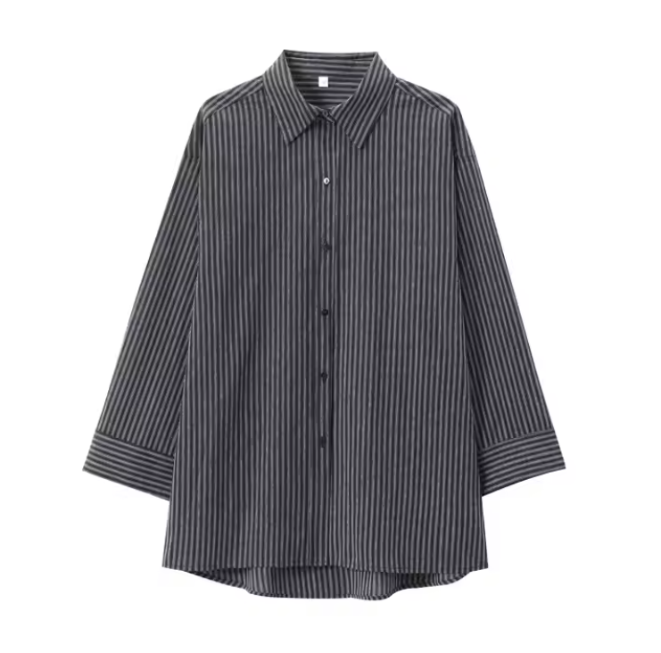 قميص مخطط رمادي