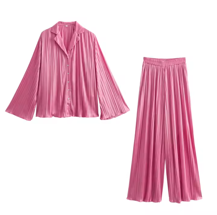 طقم قطعتين زهري قميص وبنطلون