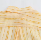 قميص أصفر مخطط أبيض شيفون خفيف بارد