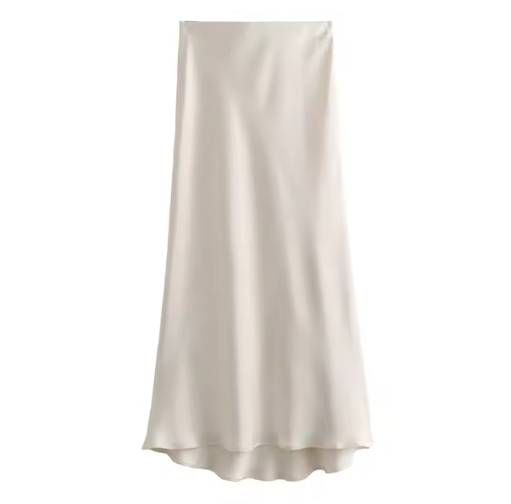 تنورة ستان بمغيط داخلي عند الخصر متوفرة بلونين