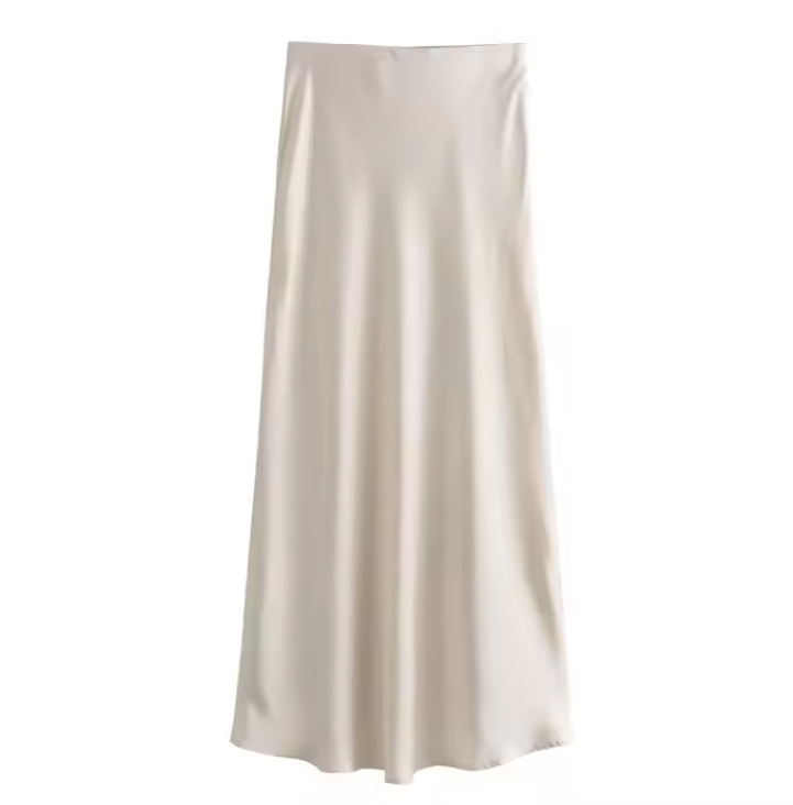 تنورة ستان بمغيط داخلي عند الخصر متوفرة بلونين