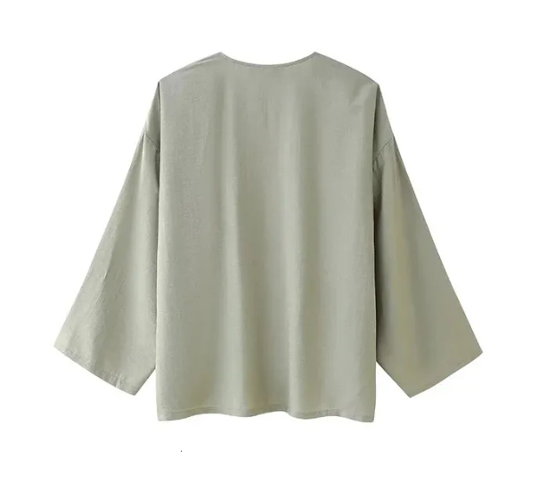 طقم قطعتين قميص بربطة وبنطلون أخضر فاتح