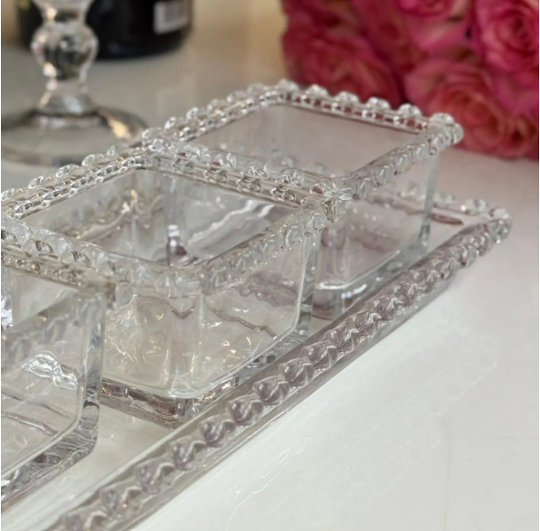 طقم زجاج ثقيل 4قطع طول 30سم بعرض 10سم