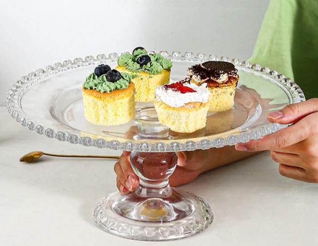 ستاند كيك زجاج ثقيل قطر 32سم