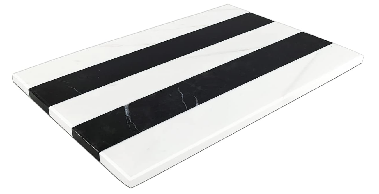 لوح رخام مخطط أبيض وأسود وزن ثقيل قياس 30سم*20سم