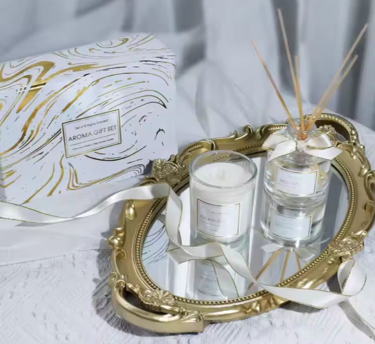 بكج روائح اروما شانيل شمعة عطرية + معطر زيتي عيدان