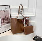 (حقيبة كبيرة + حقيبة داخلية للميك اب (بني ,أسود