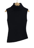 توب صوف بدون أكمام ياقة مرتفعة