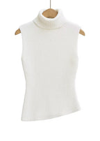 توب صوف بدون أكمام ياقة مرتفعة