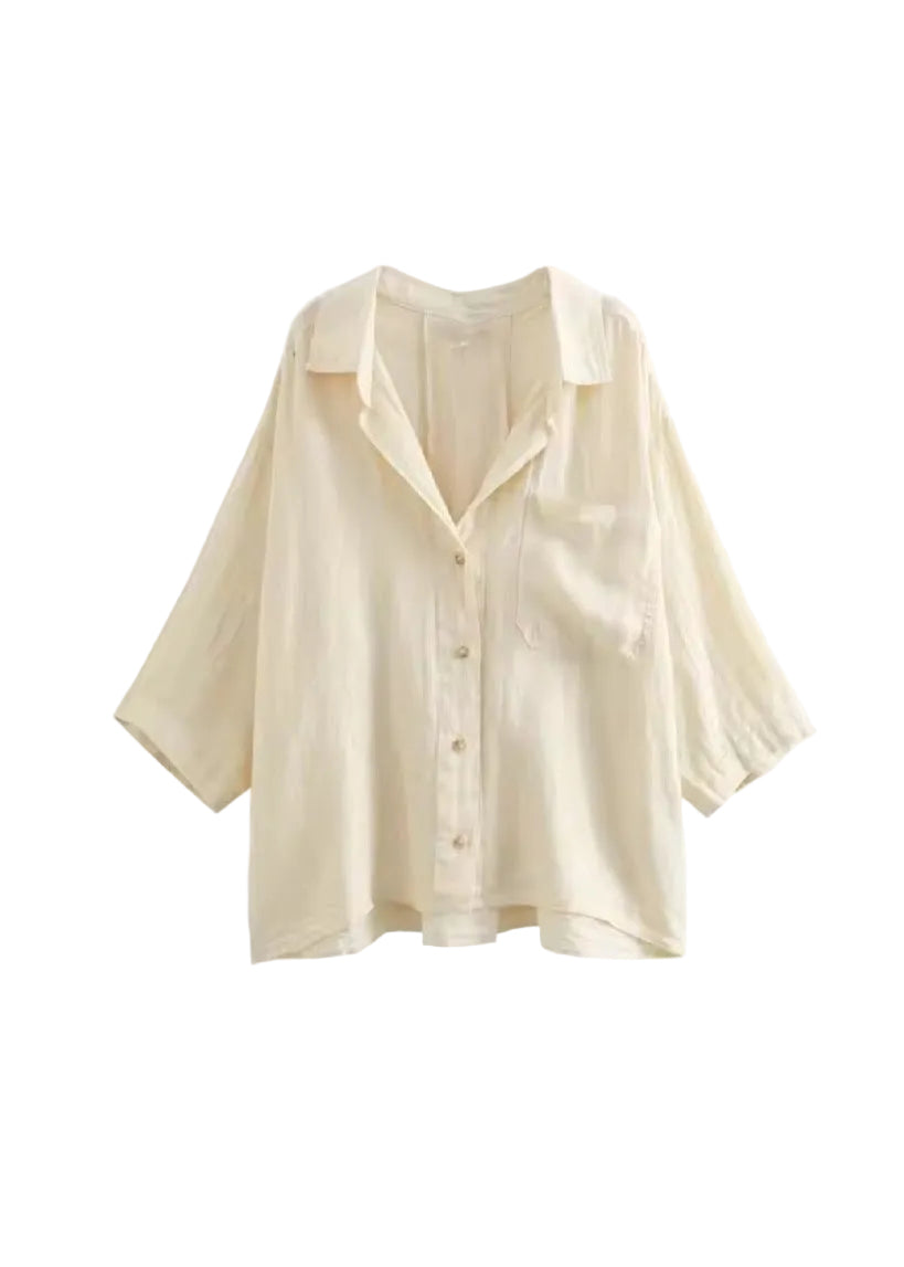 قميص اصفر بيج OverSize